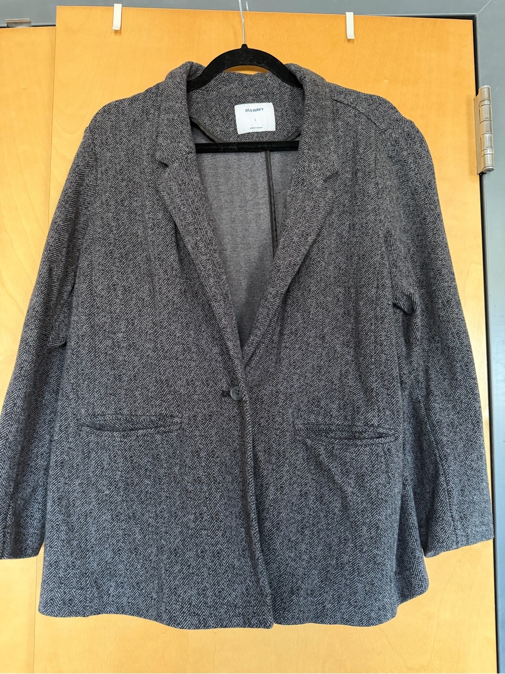 Old Navy Gray Herringbone Single-Button Blazer
